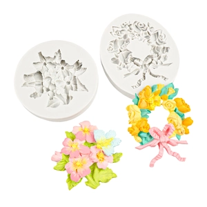 Moules à fondant en silicone couronne fleurie pour décoration gâteau et chocolat DIY