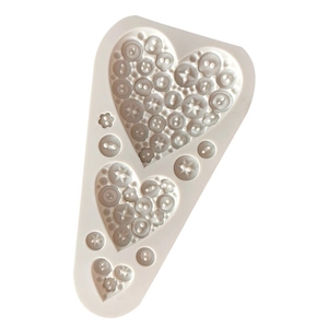 Silicone fondant mold with assorted heart-shaped button designs for DIY chocolate and clay