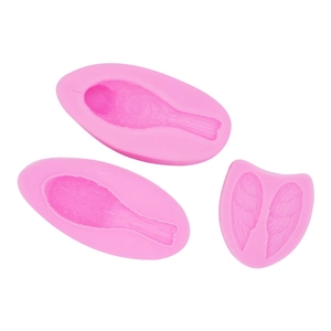 3D bird wing feather silicone mold set for fondant cake and soap making projects