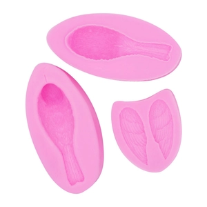 3D bird and feather silicone mold set for fondant and mousse cake decorating