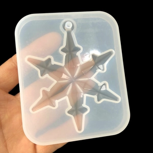 Translucent snowflake silicone mold for resin casting with hanging hole for DIY ornaments