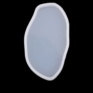 Detailed view of semi-transparent silicone mold with irregular oval shape for DIY resin art
