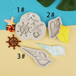 Ocean Theme Silicone Mold Seagull Rudder Shell Conch Shape DIY Fondant Cake Chocolate Baking Tool Clay Craft Resin Mold