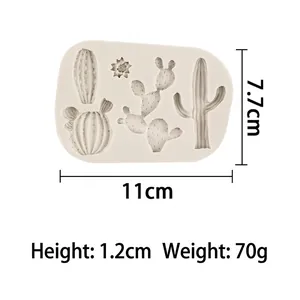 White silicone cactus mold for fondant and chocolate featuring four unique plant shapes