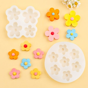 Moules en silicone DIY pour fleurs en plâtre et résine avec des modèles colorés