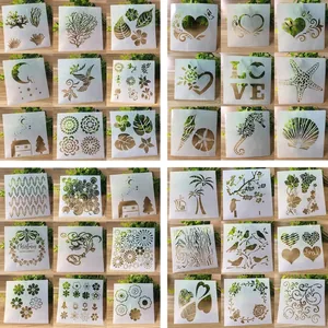 PET Plastic Hollow Painting Stencils Variety Natural Floral Animal Patterns For DIY Wall Painting Scrapbooking Stenciling Decor