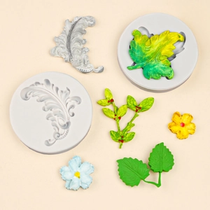 Molde de silicona para flores y hojas de fondant con texturas vegetales para pasteles