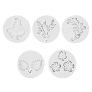 Juego de 5 moldes de silicona para fondant con flores y hojas para decorar pasteles
