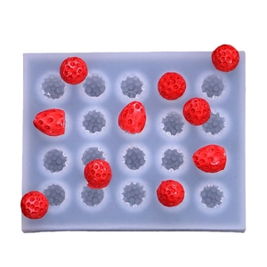 3D mini strawberry silicone mold with 20 cavities for resin craft and clay cake decoration