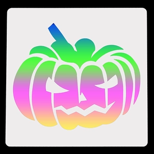 Halloween pumpkin stencil with vibrant multicolor gradient finish on white background