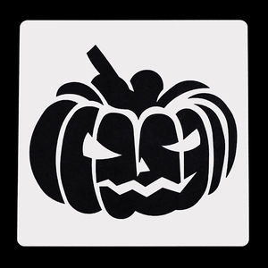 Macro detail of square pumpkin face stencil for Halloween DIY painting and crafts