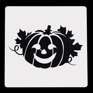 Detail of laser-cut Halloween pumpkin template for DIY painting on flexible plastic stencil