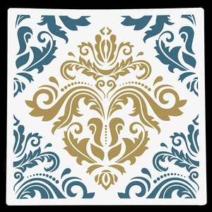 30x30cm mandala stencil for DIY painting on wall or stone with damask floral pattern