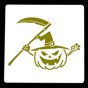 Detail of 15cm Halloween pumpkin grim reaper drawing stencil for DIY art decoration