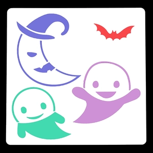 Detailed view of Halloween hollow painting stencil with witch hat and ghost patterns