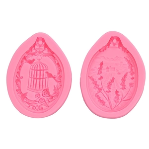 Moule en silicone rose pour pendentifs DIY avec motifs cage à oiseaux et lavande
