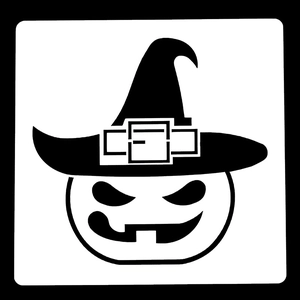 Macro detail of a Halloween pumpkin stencil with a classic witch hat for DIY painting