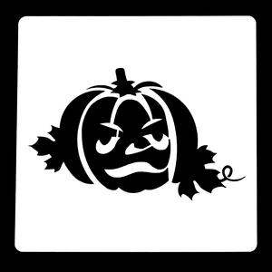 Detail of Halloween pumpkin stencil with maple leaf accents for DIY painting and crafts