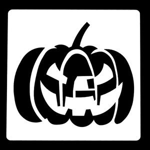 Detail showing stencil cutouts of pumpkin and haunted house for DIY Halloween art