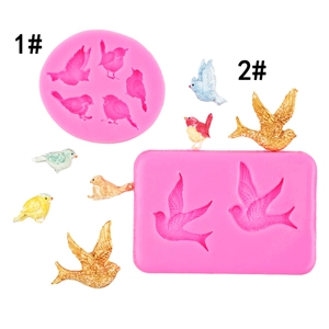 Detailed bird silicone mold for fondant and clay showing 1# and 2# sparrow and swallow shapes