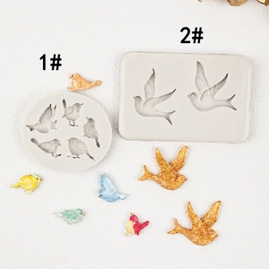 Detailed bird silicone mold for fondant and chocolate cake decorations with bird figures