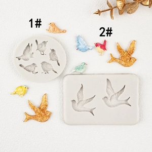 Bird shaped silicone mold set for DIY cake decoration including sparrow and swallow designs