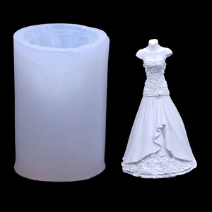 DIY silicone mold for wedding dress shaped candles with intricate lace floral details