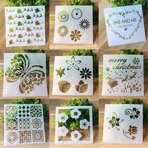 Set of 9 DIY floral and holiday stencils for scrapbooking, home decor, and cake decorating