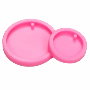 Pink silicone resin mold set in two sizes for circular pendants and keychains