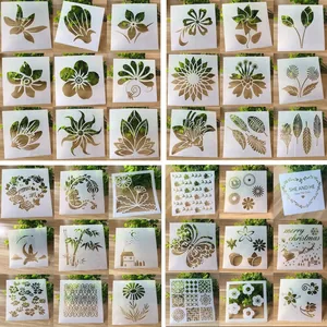 PET Hollow Mandala Flower Painting Stencil For DIY Hand Account Cake Decoration Wood Wall Spraying Art Templates