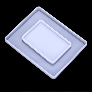 Set of two rectangular silicone resin molds for DIY trays and handicrafts in white