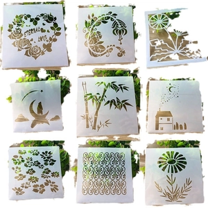 9-piece floral stencil set for DIY scrapbooking and home decor with rose patterns