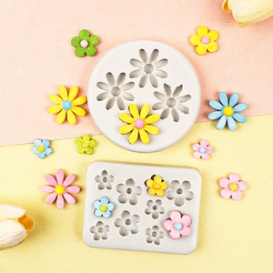 Daisy flower silicone mold set for DIY chocolate fondant cake decorating and resin craft