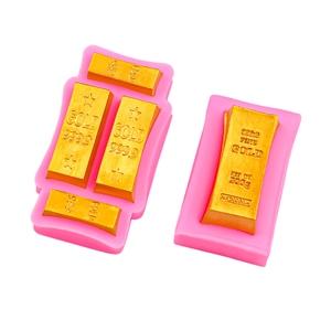 Pink silicone mold set for creating 999.9 gold brick shapes in various sizes