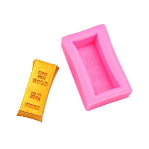 Pink silicone gold bar mold with 999.9 Fine Gold texture for DIY crafts and baking