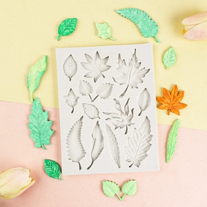 Leaf and maple silicone fondant mold for cake decorating and DIY handmade clay crafts