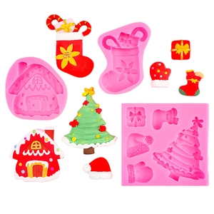 Christmas tree and snowflake silicone molds for chocolate, fondant cakes, and DIY baking