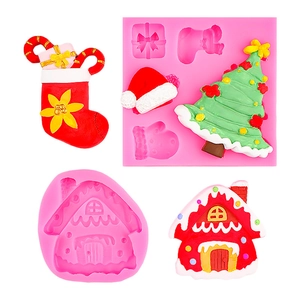 Christmas tree and gingerbread house silicone mold for chocolate and fondant baking