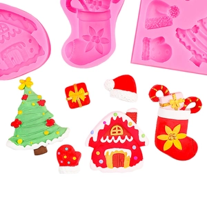 Christmas tree and stocking silicone mold for chocolate fondant and cake baking crafts