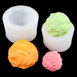 Silicone mold for sphere-shaped mousse cake and scented candles with pleated texture