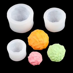 Silicone mold set for candle and cake making with round rock texture DIY design