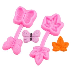 Silikonform Schmetterling und Ahornblatt für DIY Fondant Tortendekorationen