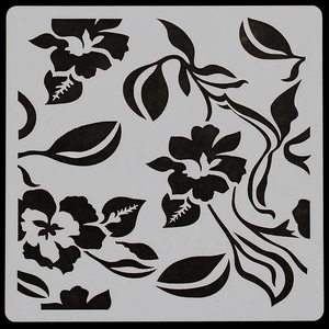 Tropical floral and leaf pattern DIY hollow stencil for painting and cake decoration
