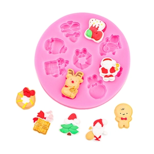 Roze siliconen kerstvorm met rendier- en boomvormen voor taartdecoratie en bakken thuis