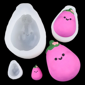 DIY smiling eggplant silicone mold set for handmade candles and plaster ornaments
