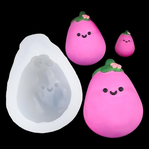 Smiling eggplant silicone mold for DIY resin crafts and decorative plaster ornaments