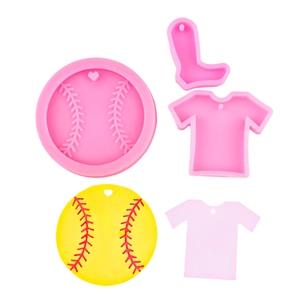 Silicone molds for baseball and t-shirt shaped keychains and pendants for DIY resin crafts
