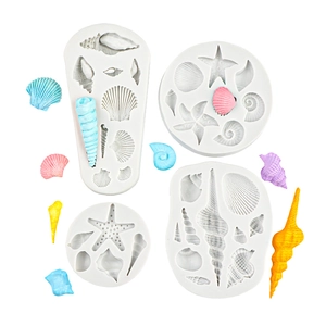 Set di stampi in silicone a tema marino con conchiglie e stelle marine per torte e resina