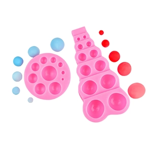 Pink silicone semi-sphere molds set for chocolate, fondant, and resin crafting tools