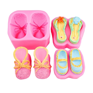 4-piece baby shoe silicone molds for soap and fondant featuring detailed knitting patterns